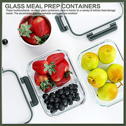10 Packs 30 oz Glass Meal Prep Containers with Lids | Glass Food Storage Containers with Lids, Airtight Lunch Bento Boxes, Microwave, Freezer and Dishwasher, Gray - color: Gray
