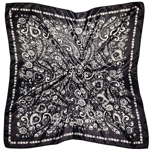 Large 35 inches Satin Square Scarf Lightweight Neck Hair Wrap Fashion Headscarf - color: A14
