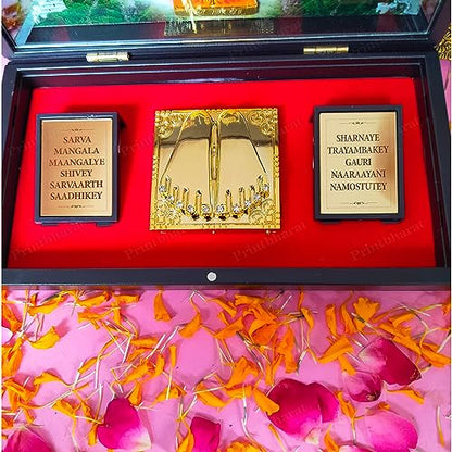 Vaishno Devi Blessing Gold Plated 24 K Gold Coated Big Pocket Temple Box Decorative Showpiece Devotional Prayer Box,Gifting, Pooja Mandir(Vaishno Devi)