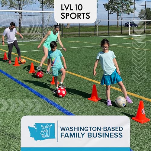 LVL10 Pro Training Cones - 12" Large Soccer Cones for Sports Training - for Basketball, Football, Basketball and Agility Drills - Soccer Field Markers that Won't Crack, Slide or Fly - style: 20 cones