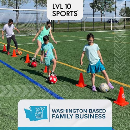 LVL10 Pro Training Cones - 12" Large Soccer Cones for Sports Training - for Basketball, Football, Basketball and Agility Drills - Soccer Field Markers that Won't Crack, Slide or Fly - style: 20 cones