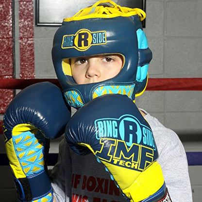 Ringside Youth Deluxe Face Saver Boxing Muy Thai MMA Sparring Head Protection Kids Headgear - color: Black/Lime, size: Medium
