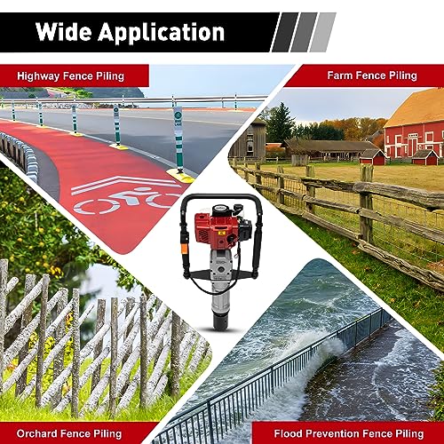 Gas Powered T-Post Driver, 1900W 52CC T Post Pounder Driver Heavy Duty Gasoline, 2-Stroke Fence Farm Push Pile Gasoline Engine Kit for Fence Post Construction Site - size: 52CC