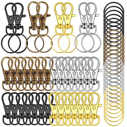 120PCS Premium Swivel Lanyard Snap Hook with Key Rings, Metal Keychain Hooks for Jewelry Making, Crafts (Multicolor) - color: Mixing colors