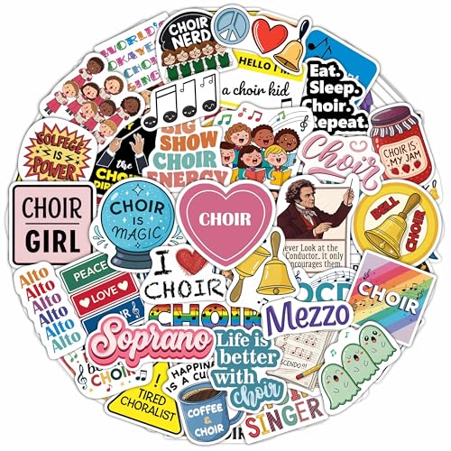 100Pcs Choir Stickers and Decals for Water Bottle, Laptops - Choir Gifts for Choir Director - Music & Singing Stickers, Gift for Women & Men - color: Choir Stickers