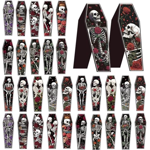 30 Pcs Gothic Skull Magnetic Bookmarks, Coffin-Shaped Horror Book Mark Clips, Spooky Skeleton Magnet Page Markers for Dark Romance Readers Halloween Reading Gifts - style: Coffin Skeleton