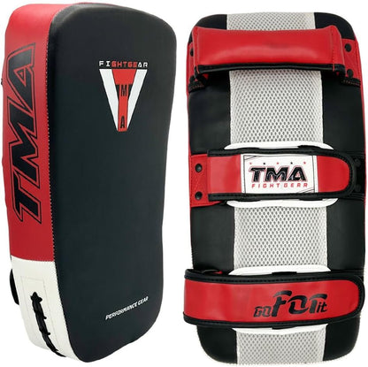 TMA Muay Thai Pad for Training, Curved Kickboxing Kicking Strike Shield, Coaching Kick Boxing, MMA, Martial Arts, Karate, Taekwondo, Punching, Foot and Elbow Target (1 Pcs Sold AS Single) - color: Red/Black