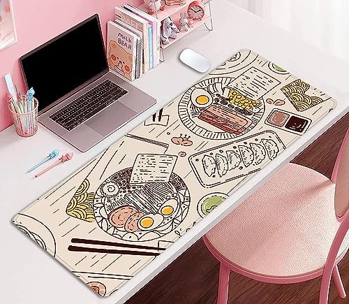 Japanese Ramen Sushi Food Desktop Mouse Pad Desk Pad,Mouse Mat for Desk Mat with Keyboard and Mouse,Gaming Mouse Pads Mousepad for Office Home Work(27.5X11.8 in) - color: Dining Table