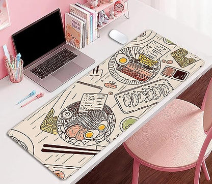 Japanese Ramen Sushi Food Desktop Mouse Pad Desk Pad,Mouse Mat for Desk Mat with Keyboard and Mouse,Gaming Mouse Pads Mousepad for Office Home Work(27.5X11.8 in) - color: Dining Table