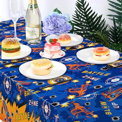 1Pc Dart War Party Plastic Tablecloth 54 x 87 Inch Long Table Cover, Battle Zone Party Tablecover for Dart War Theme Kids Baby Shower Birthday Dinner Picnic Kitchen Event - color: Dart War