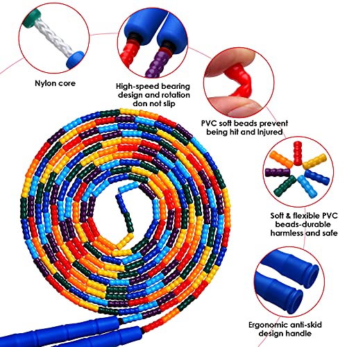 Double Dutch Jump Rope Long Jump Rope 16 FT 1 Pack/2 Pack, Adjustable Soft Beaded Diy Jump Rope for Kids Adult Long Enough for 5-6 Jumpers - color: Blue-2 Pack