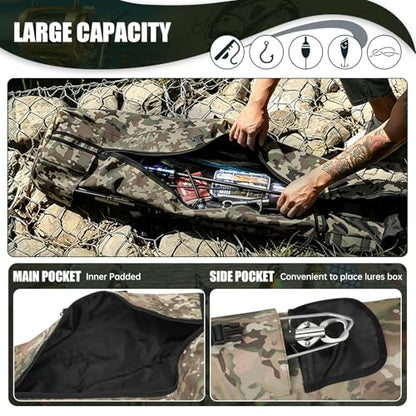 Fishing Pole Bag Rod Case, Folding Fishing Pole Bag Fishing Gear | 900D Oxford Fabric Fishing Pole Case, Large Capacity, Holds 5 Fishing Poles with Reels, Lightweight Fishing Gifts for Men Boy - color: Green Caomo
