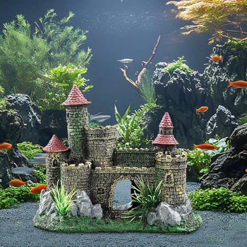 Aquarium Resin Castle Decoration, Fish Tank Ornament, Architecture, European Design, Aquarium Accessory Shelter Craft