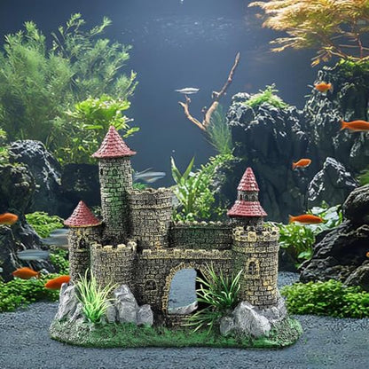 Aquarium Resin Castle Decoration, Fish Tank Ornament, Architecture, European Design, Aquarium Accessory Shelter Craft
