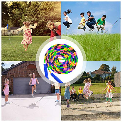 Long Double Dutch Jump Rope 16 Ft 2 Pack, Jump Rope for Kids Adults, Beaded Segmented Skipping Rope - color: Blue