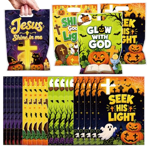 Falueqg Halloween Bible Favor Bags, Jesus Treat Pouches for Party - color: Halloween Bible