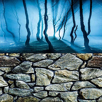 ELEBOX Fish Backgrounds Paper Double Sides 3D Stone & Trees Aquarium Background Picture 19" x 48" Fish Tank Background - color: N, size: H:19.5"x L:48"