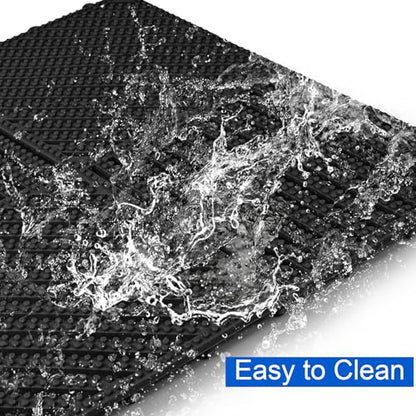 MYFAMIREA Modular Interlocking Cushion 12 Pack 11.8" x 11.8" Rubber Floor Tiles Non-Slip Splicing Drainage Mats for Deck, Pool, Shower, Patio, Balcony, Bathroom, Kitchen, Yard (2 Rows Dots, Black) - size: 12 PCS-2 Rows Dots