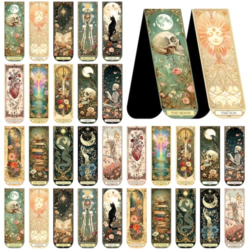 30 Pcs Tarot Fantasy Magnetic Bookmarks, Cute Magnet Book Mark Clips for Reading Women Teens Adults, Witchy Dark Romance Bookish Gifts and Page Marker Accessories - style: Tarot
