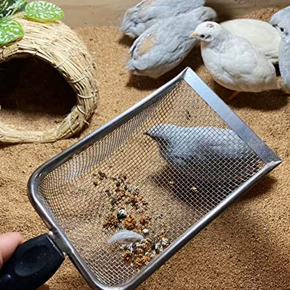 Reptile Sand Stainless Steel Fine Mesh Reptile Sube Metal Sand Shovel Terrarium Sube Litter Cleaner Plastic, Metal