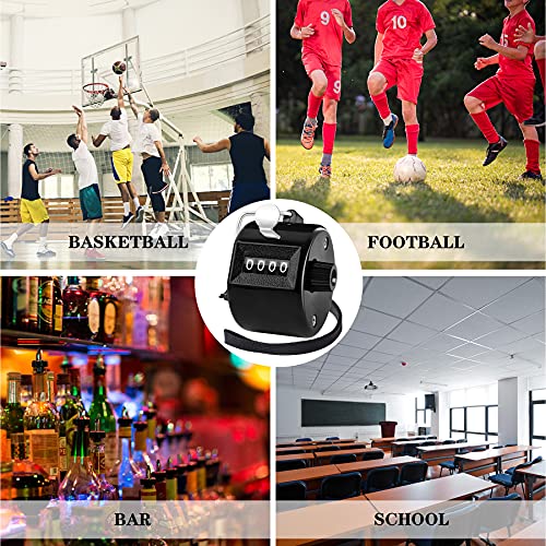 FEBSNOW Handheld Tally Counter Clicker 4 Digital Number Click Counter for School Event Golf Sports Office Stadium - color: Two Black