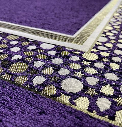 Modefa Turkish Islamic Prayer Mat - Thin Woven Chenille Sajjadah - Praying Rug Ramadan Eid Gift - Traditional Muslim Janamaz Sajada for Men Women - with Kufi & Beads - Geometric Selcuk Star (Purple) - color: Purple