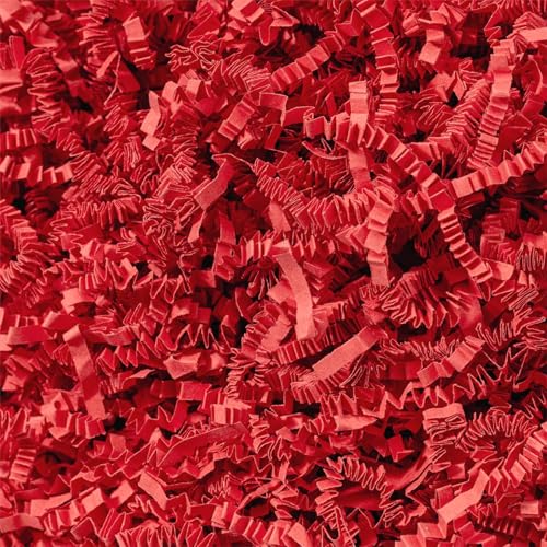 Wowxyz 1 LB Crinkle Cut Paper Shred Red Crinkle Shredded Paper for Gift Baskets - Gift Box Bag Filler - Confetti Stuffing for Birthday, Holiday Present Packaging Wrapping - color: Red