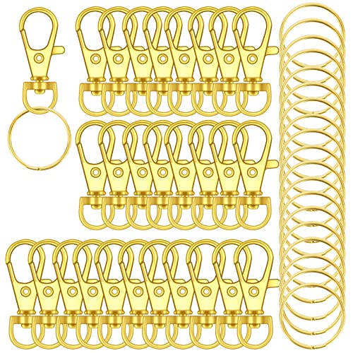120PCS Premium Swivel Lanyard Snap Hook with Key Rings, Metal Keychain Hooks for Jewelry Making, Crafts (Gold) - color: Gold