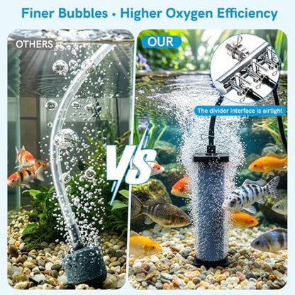 Antfraer Pond Aerator Accessories Kit, Compatible with Antfraer 635GPH Aerator, 52.4ft Airline Tubing + 4-Way Splitter + 4 Bubble Stones for Koi Ponds, Water Gardens & Septic Systems - style: Pond Aerator Accessories Kit