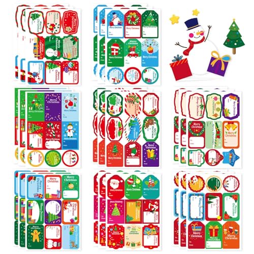 216 PCS Christmas Gift Tags, Christmas Sticker Labels, Winter Gift Decor - style: Christmas