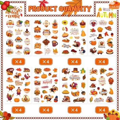 480PCS Happy Thanksgiving Stickers, Thanksgiving Turkey Pumpkin, Fall Decor - style: Thanksgiving