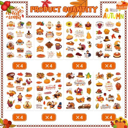 480PCS Happy Thanksgiving Stickers, Thanksgiving Turkey Pumpkin, Fall Decor - style: Thanksgiving