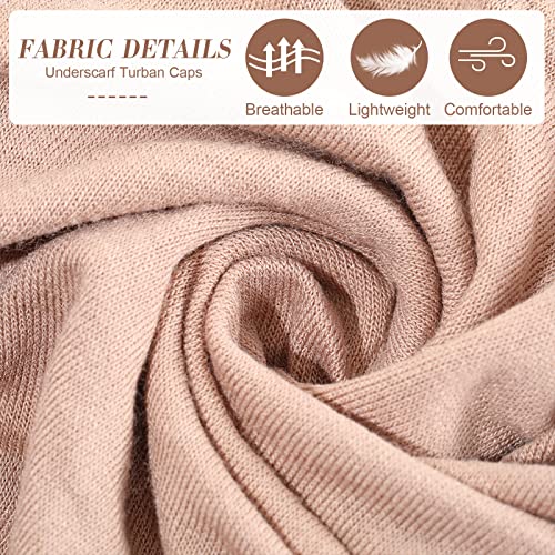 4 Pieces Women Under Scarf Hat Hijab Cap Islamic Muslim Under Scarf Turban Beanie Cap - color: Pink, Brown, Light Grey, White, size: One Size