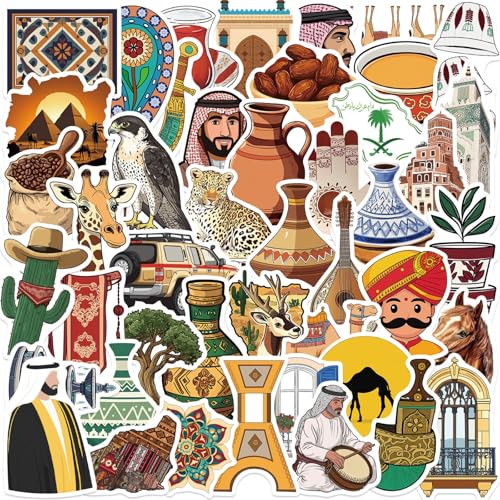 50Pcs Middle Eastern Art Stickers, Colourful-W4 - color: Colourful-w4