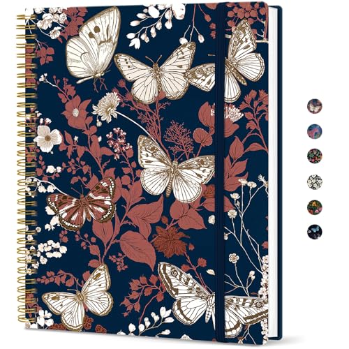 Taja Large Spiral Lined Journal for Women, 8.5" x 11" Notebooks for Work Collge Ruled, A4 Aesthetic Cute Journaling Notebooks for Writing, Plastic Cover, Golden Flutter - color: K-Golden Flutter