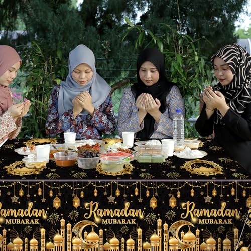 tineit 3 Pieces Ramadan Table Cloth, Ramadan Mubarak Table Decorations, Ramadan Decor Table Covers, Ramadan Decorations for Home Eid Mubarak Table Cloth
