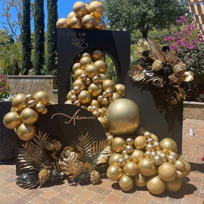 Voircoloria 130pcs Metallic Gold Balloons Arch Kit, 18 12 10 5 Inch - color: 05 Metallic Gold, size: 5/10/12/18 inch - 130pcs