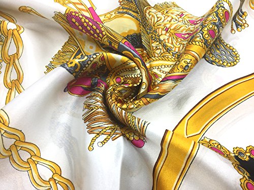 YOUR SMILE Silk Like Scarf Women's Fashion Pattern Large Square Satin Headscarf Headdress - color: 101