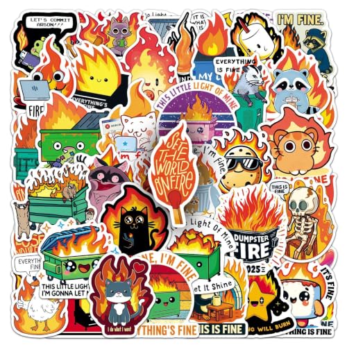 50Pcs Flame-Painted Graffiti Stickers,Fiery Sentences Colourful-W7 - color: Colourful-w7