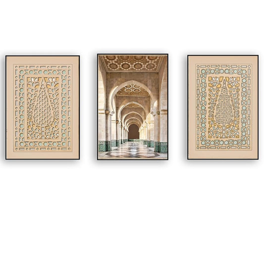 fafawmp Set of 3 Islamic Mosque Window Building Arched Door Canvas Poster Muslim Moroccan Door Wall Art Prints for Living Room Middle Home Decor-Unframed - color: F8, size: 30x40cm