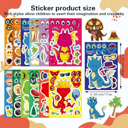 Dinosaur Sticker for Kids 12 Design, Make Your Own Dinosaur Sticker Sheets | 24 PCS Boy Girl Toddlers Stickers, Dinosaur Party Favors Supplies Art Craft, Birthday Gift, Teacher Classroom Reward - style: Dinosaur Sticker