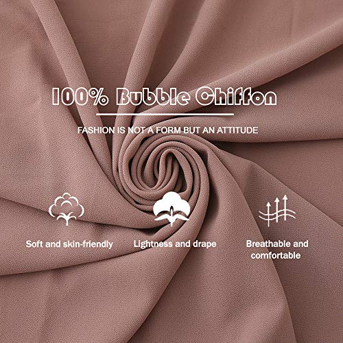 Yeieeo Chiffon Head Wraps for Women - Solid Color Fashion Bubble Chiffon Scarf Hijab - color: Antique Pink