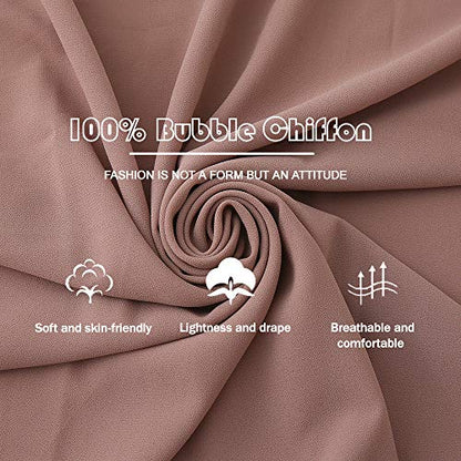 Yeieeo Chiffon Head Wraps for Women - Solid Color Fashion Bubble Chiffon Scarf Hijab - color: Antique Pink