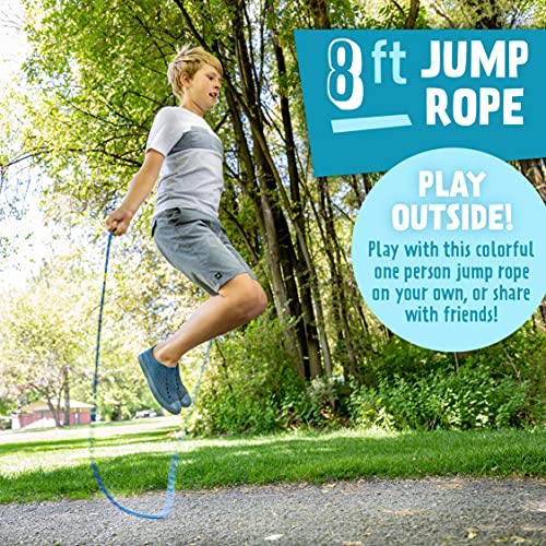 Just Jump It 8' Foot Single Jump Rope for Kids Women and Men - Active Outdoor Youth Fitness Excersing Equipment - Braided Nylon Gym Accessories - color: Blue