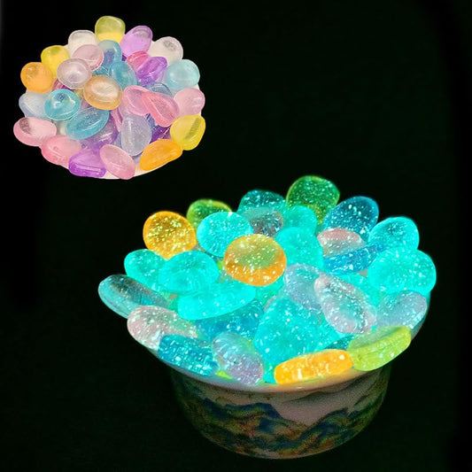50PCS Scattered Star-Like Aquarium Rocks, Glow in The Dark, Cute Item Shaped Decor Stones for Fish Bowl, Garden, Ponds, Handmade Crafts, Colorful Fish Tank - color: 50pcs Scattered Star-like