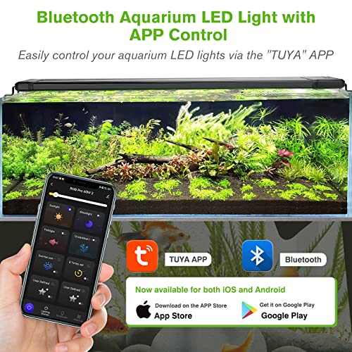 hygger 25W Smart Aquarium Light, Bluetooth LED Light with App Control, Full Spectrum Fish Tank Light with 24/7 Lighting Cycle, 5 Modes, Adjustable Timer, for 18"-24" Freshwater Planted Tank - size: 25W (for 18-24 inch Tank)
