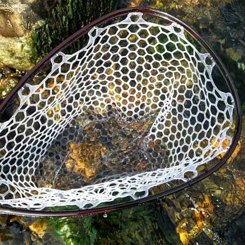 SF Fly Fishing Landing Net Soft Rubber Mesh Trout Net Catch and Release Net - style: Carbon Fiber Combo Medium