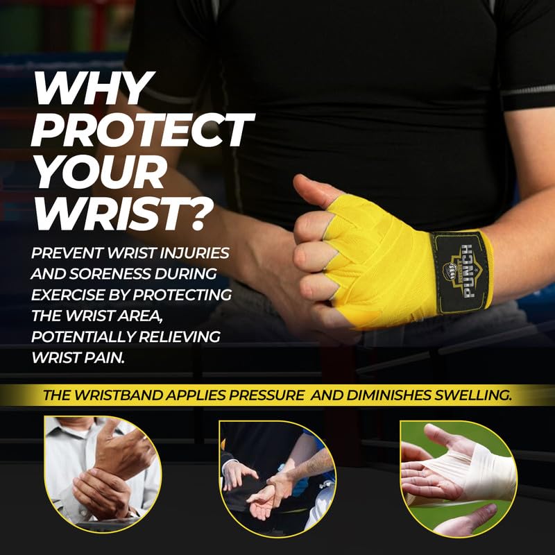 ProShield Boxing Wraps| 180-Inch Bandages| Boxing Hand Wraps Protection for Muay Thai MMA and Kickboxing - color: Yellow, size: 157"