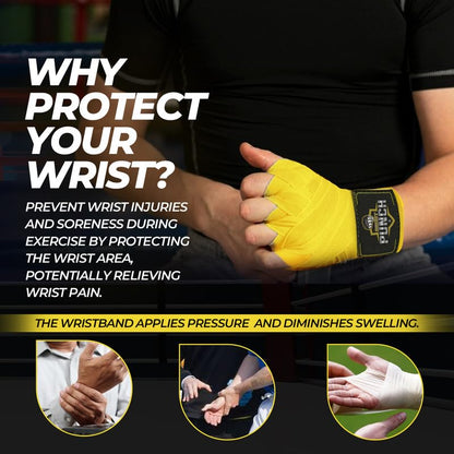 ProShield Boxing Wraps| 180-Inch Bandages| Boxing Hand Wraps Protection for Muay Thai MMA and Kickboxing - color: Yellow, size: 157"