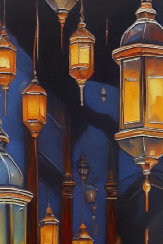 Islamic Notebook / Journal/ Diary/ Planner 120 Lined Pages 6x9inch ( Islamic Lanterns - FAWANIS 3 ): Gift for Muslims and Muslimas for Ramadan, Eid, Hadj and Umra